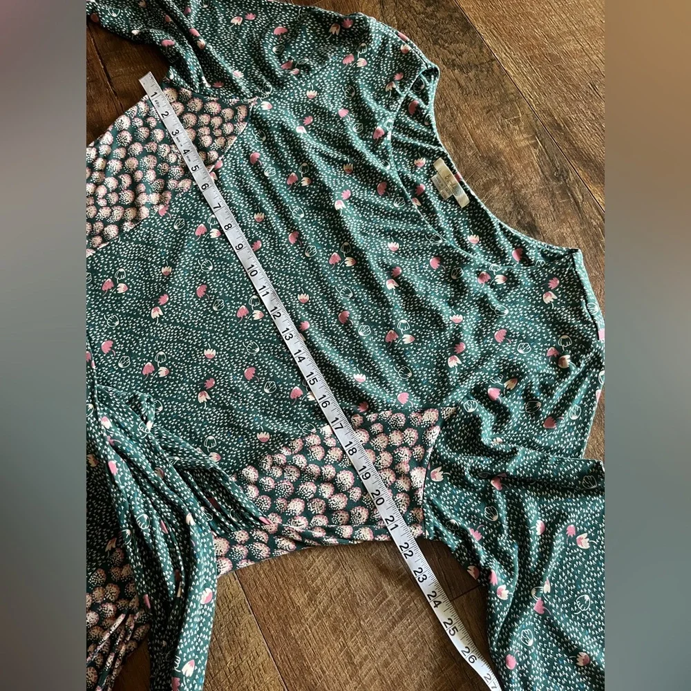 Boden Anna Jersey Floral polka dot Belted Midi Dress Green Women's Size 16 Long - Picture 8 of 16